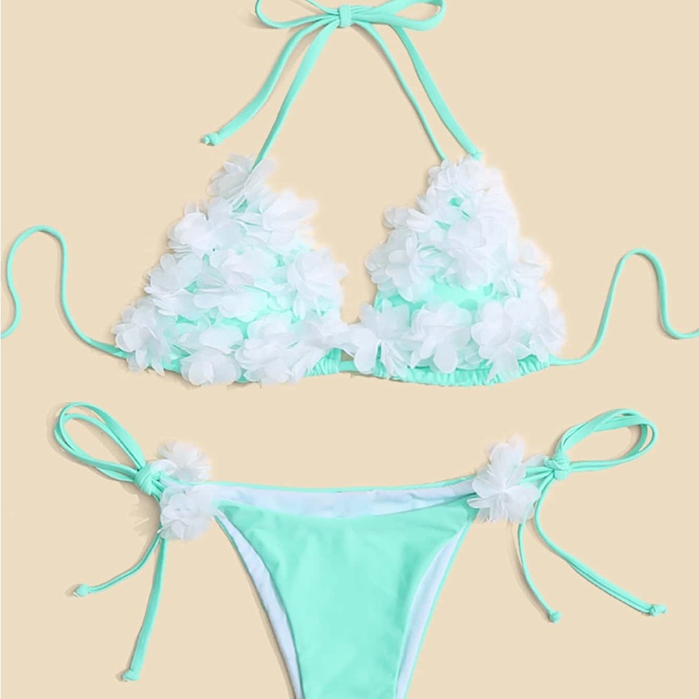 Floral Mint Green Bikini Set